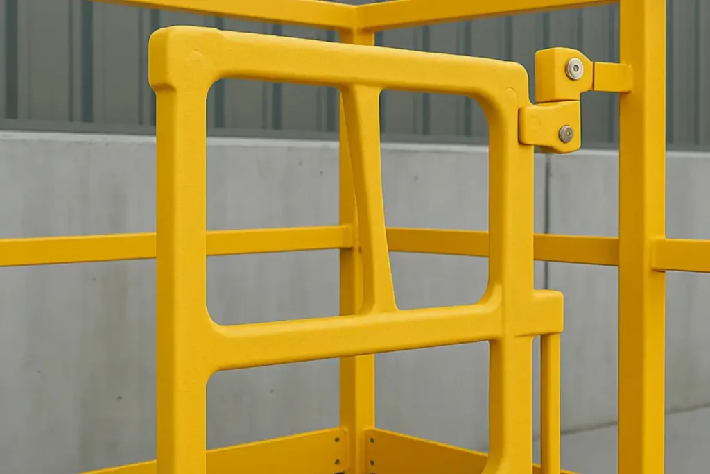 Safety gate structure designed to resist corrosion exposure