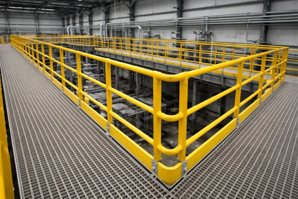 corrosion resistant FRP handrails in industrial facility