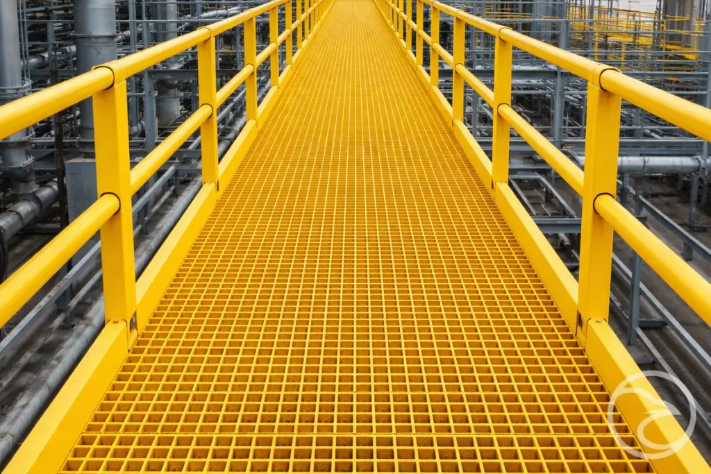 yellow frp grating walkway with anti slip surface