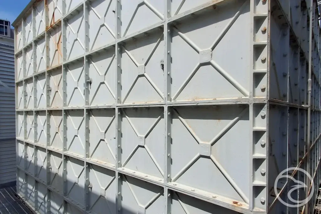 water storage tank built from connected panels