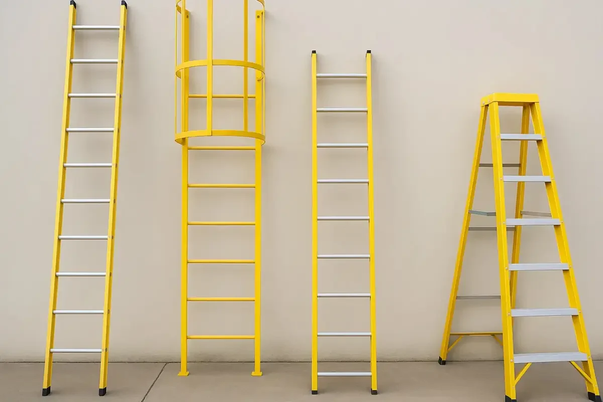 Close-up of an FRP industrial stair section designed for safe access