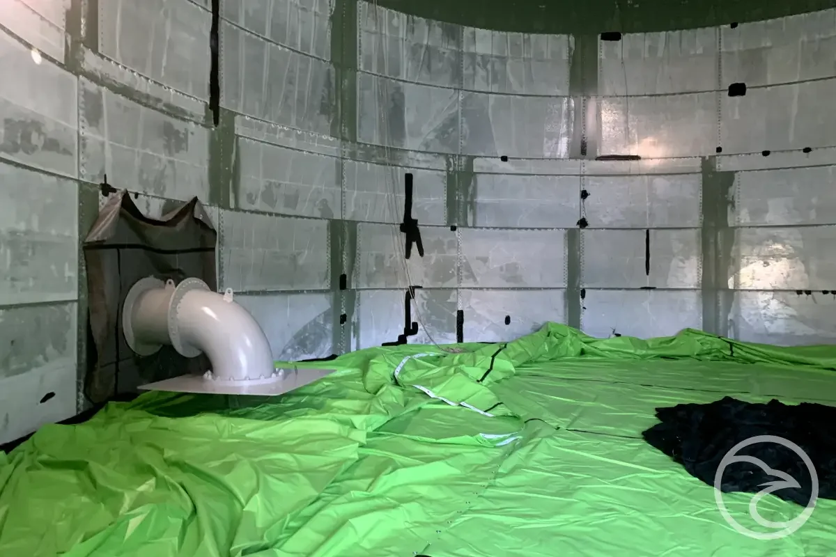 Industrial water tank interior cleaning before relining process